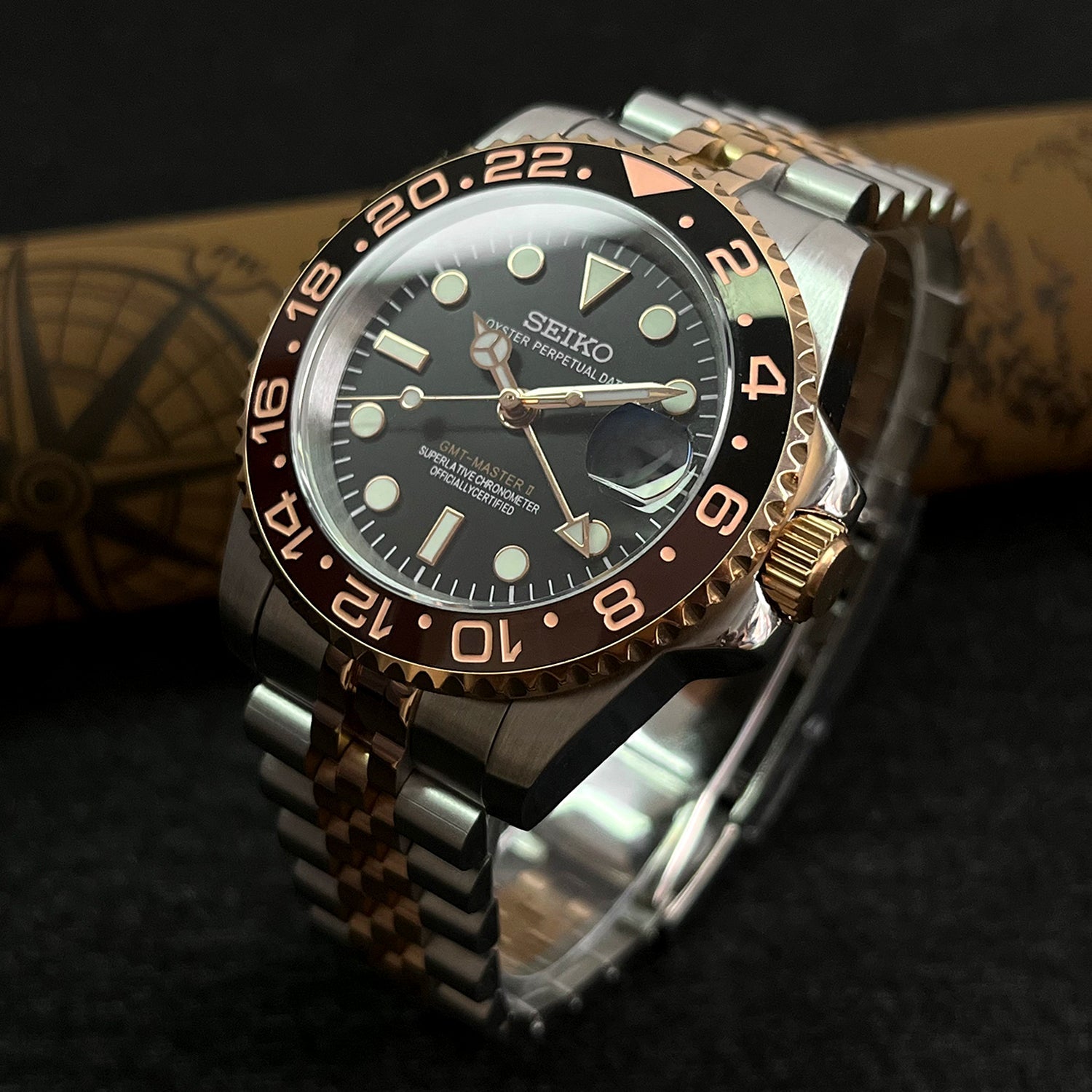Custom Seiko MilSub Ceramic Vintage Pepsi GMT Mod
