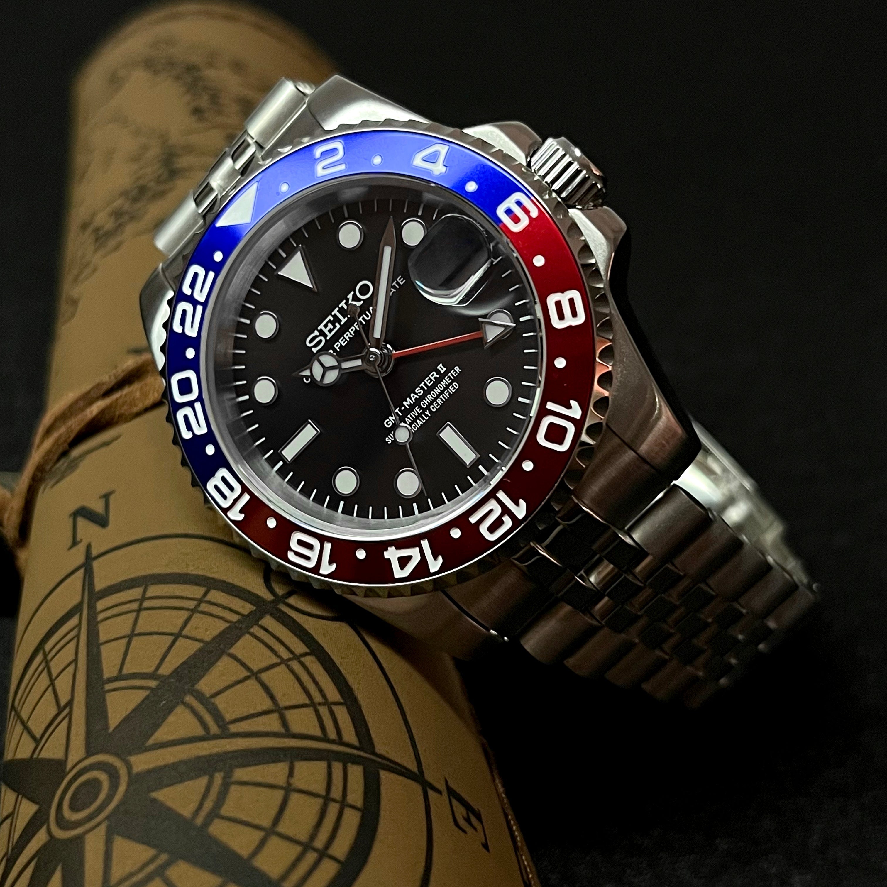 Custom Seiko MilSub Ceramic Vintage Pepsi GMT Mod