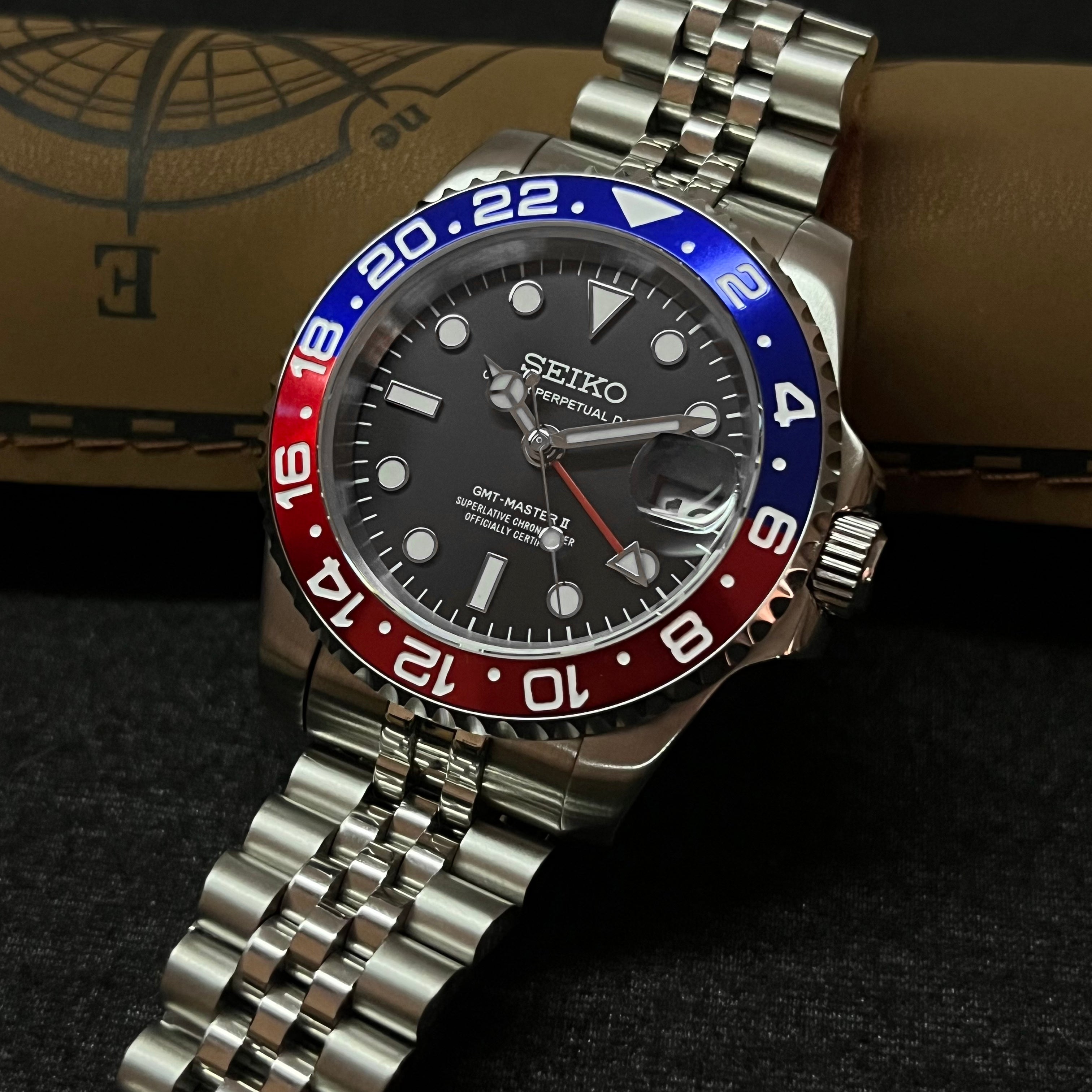 Custom Seiko MilSub Ceramic Vintage Pepsi GMT Mod