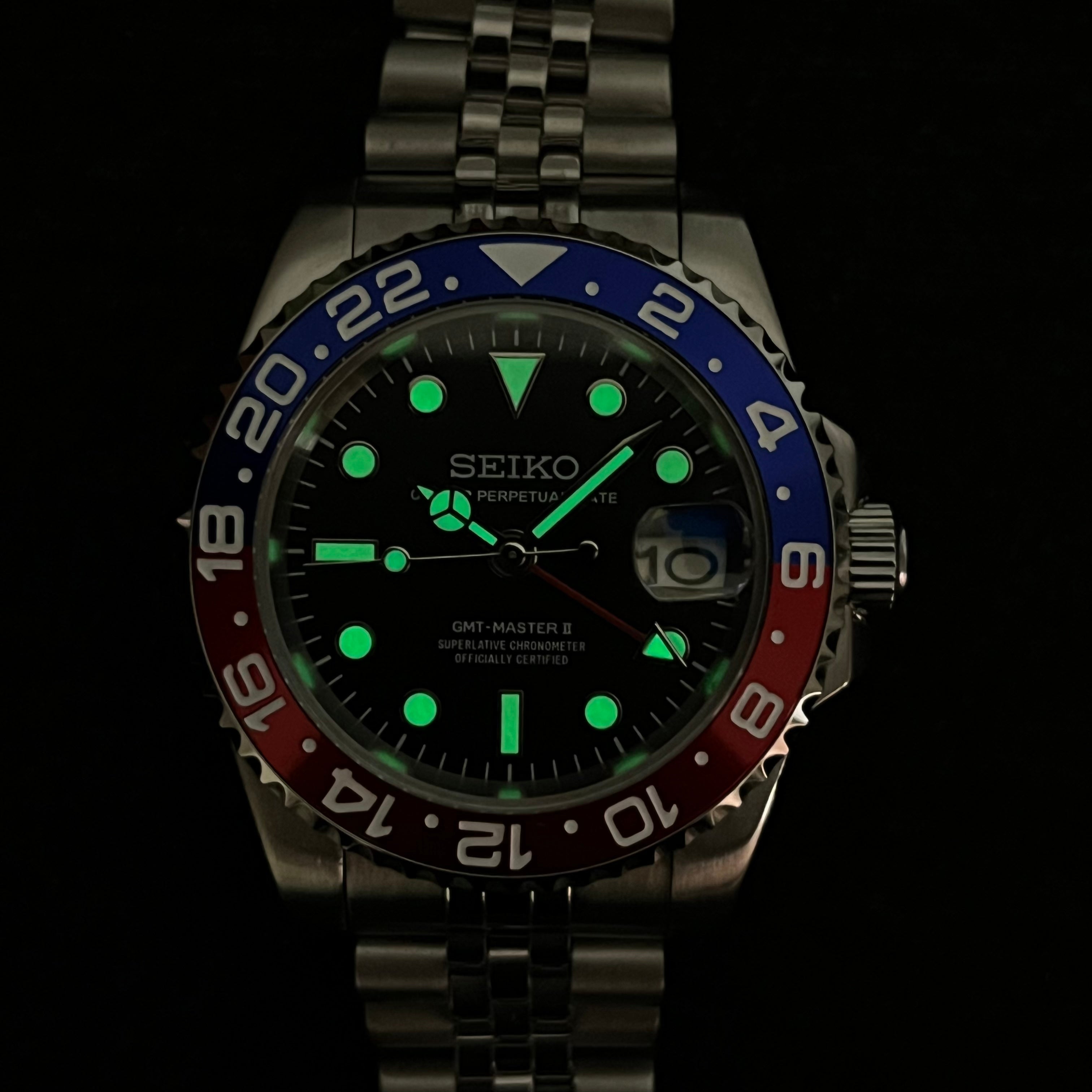 Custom Seiko MilSub Ceramic Vintage Pepsi GMT Mod